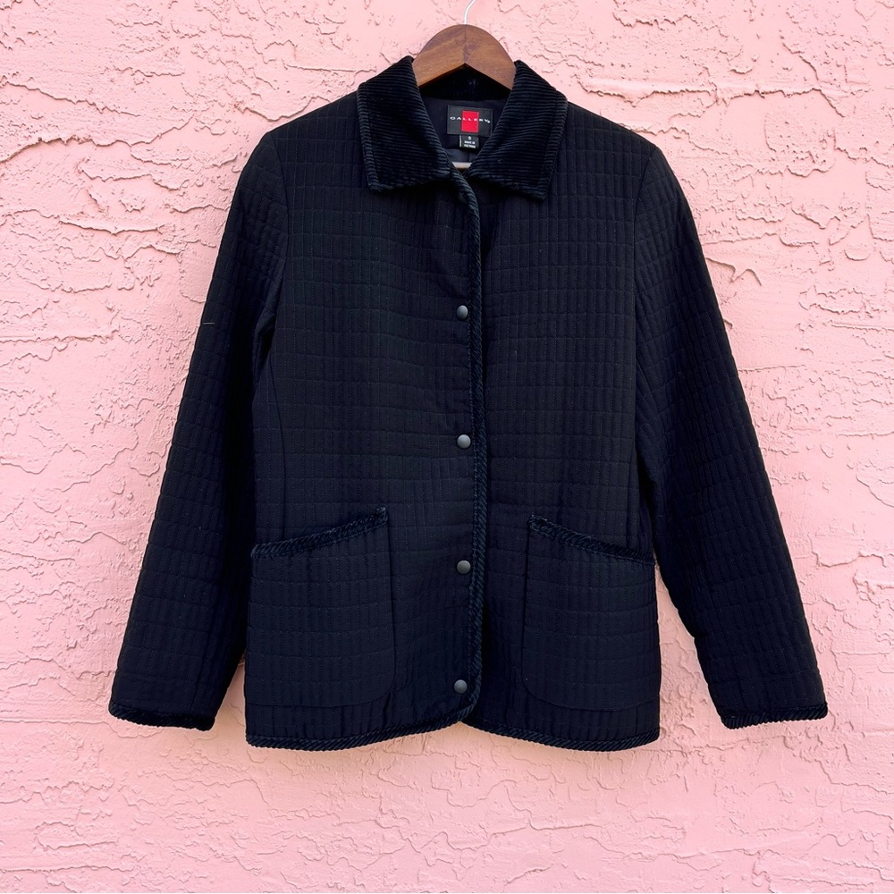 Gallery Black Quilted Jacket Corduroy Size Small